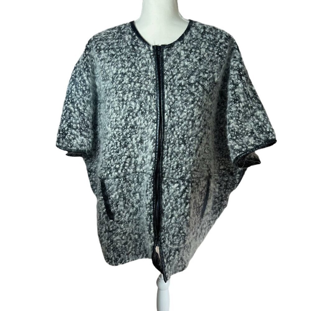 Anthropologie PBO Philosophy Blues Original Boucle Wool Leather Cardigan OS